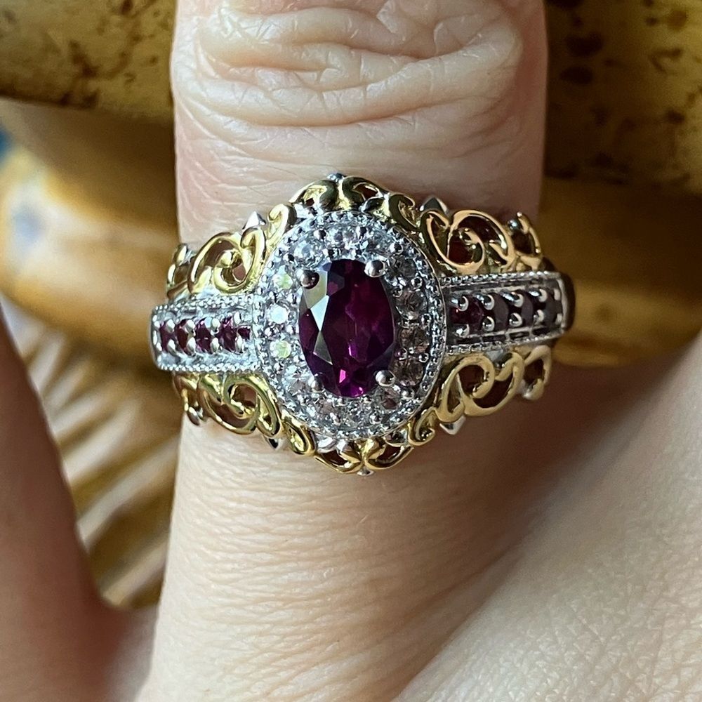 Natural Ember Garnet Sterling Silver Ring Size 6